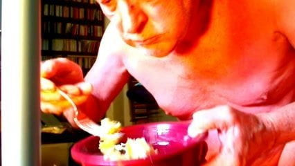 Having eggs for breakfast