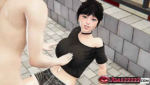Goth Yuko Big Tits 3D Animation - Big Tits Massage Moans, Anal Vibrator & Fingering Squirt in Uncensored Hentai