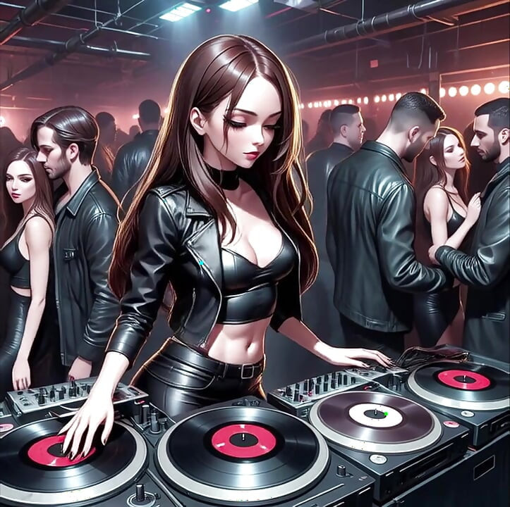 Anime DJ Seksi Synthwave Retrowave Electro Ai