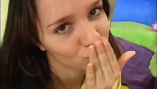Lesbians Friends Play with a Cucumber