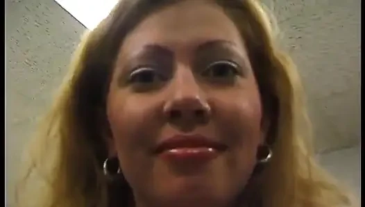 Blonde mature sucking his cock