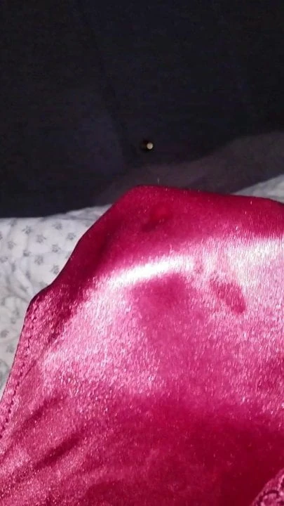 Quick cum through satin thong