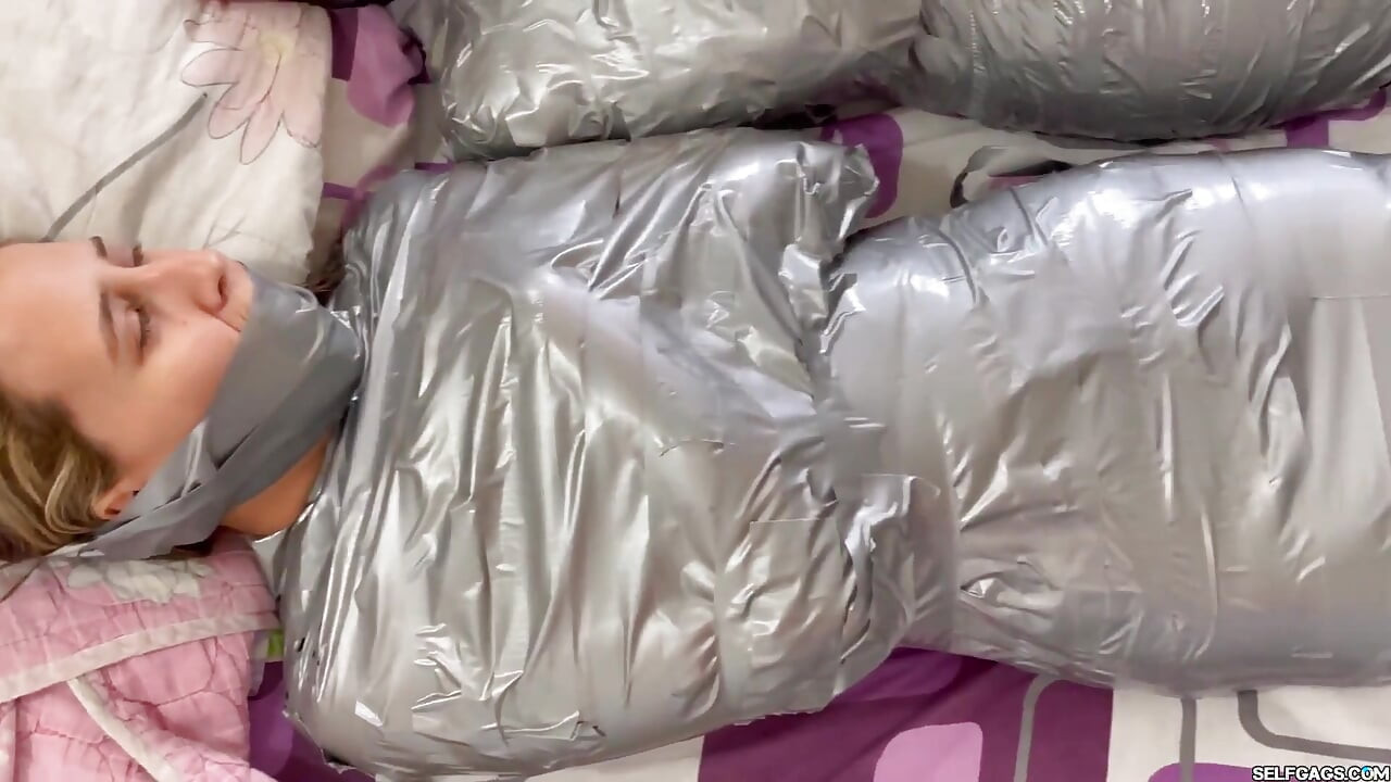 5 Mummified Girls Struggle All Wrapped up and Gagged!