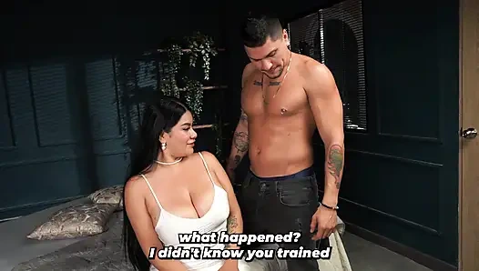 Stepson tries out his stepfather's new girlfriend and ends up joining in - A great threesome