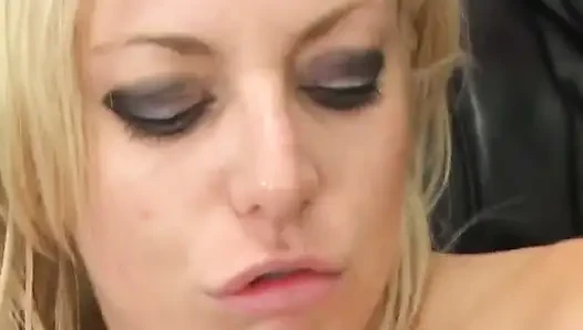 Enchanting blonde gets a facial cumshot after getting shagged on the sofa