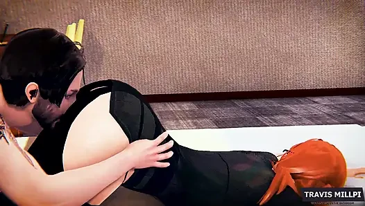 Ibu tiri nakal rambut merah dengan lingerie seksi ini nggak nolak!