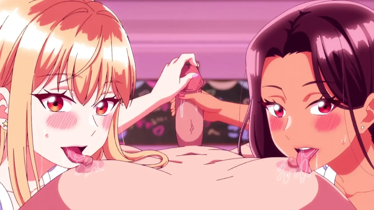 Two Hot College Girls Share The Same Cock In a Crazy Threesome – Hentai