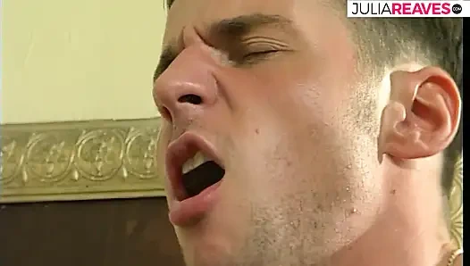 Hairy girl gets fucked by a huge cock after a deep fingering