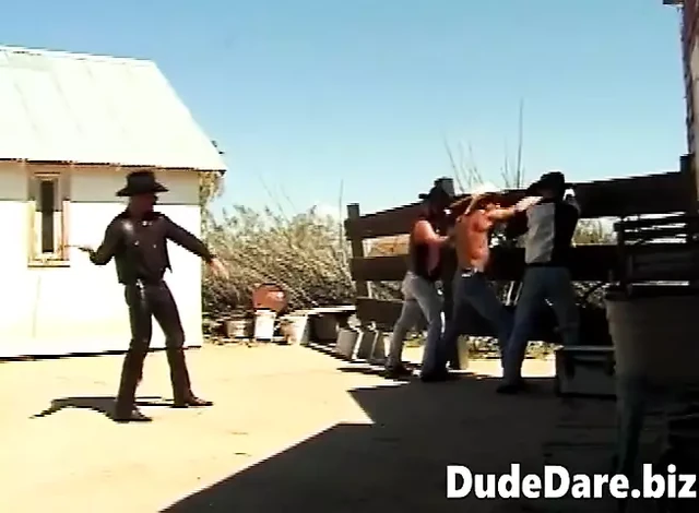 Poor chap roughly gangbanged by horny cowboys
