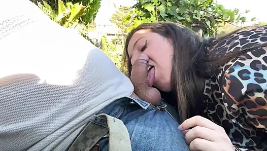 Only blowjob in public places with people watching ended up swallowing cum