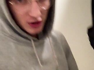 Teen boy jerk off Random guy in the public toilet understall and make him cum