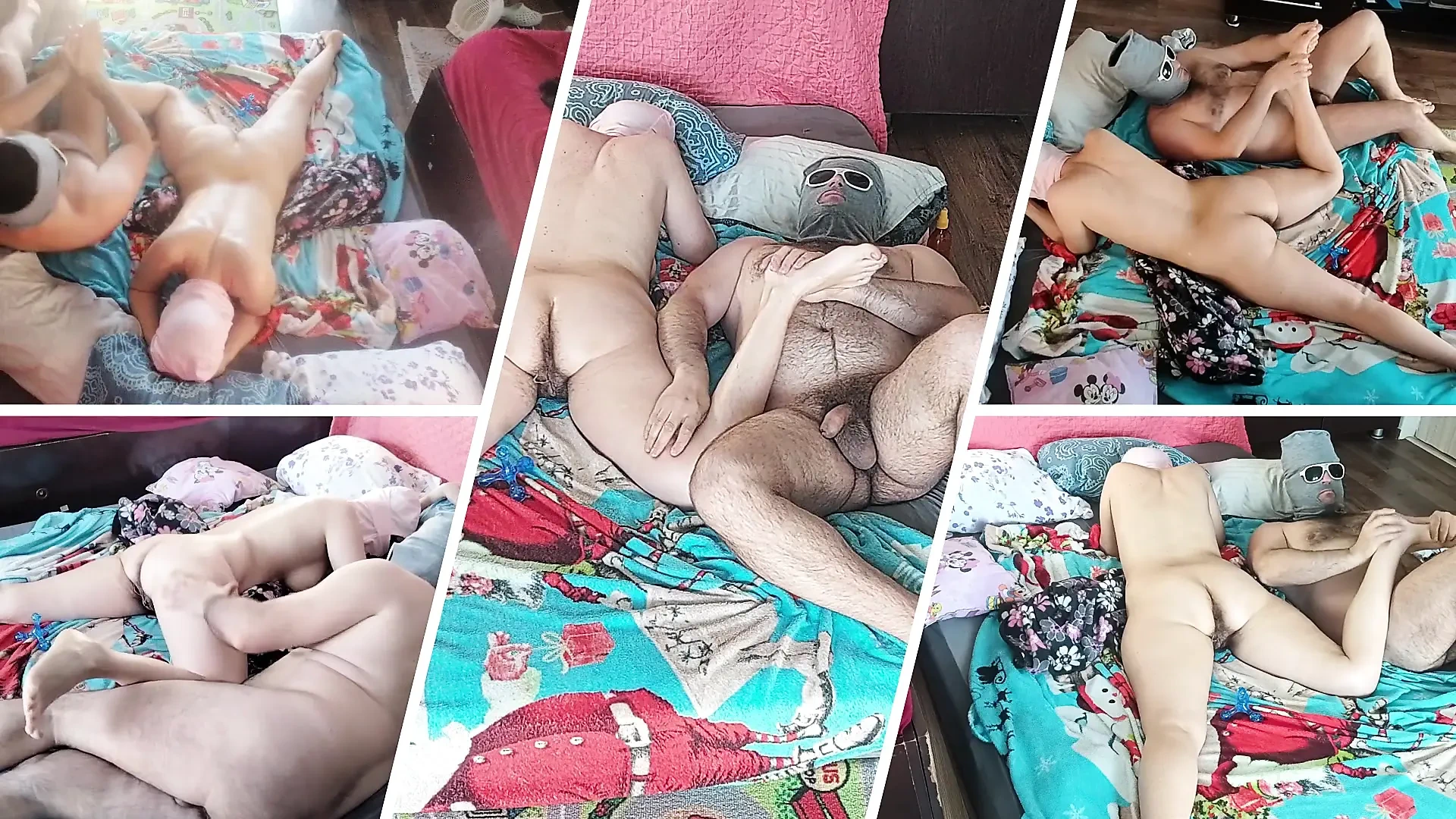 Foreplay in the bedroom with an amateur couple.