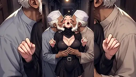 Hijabi muslimische schätzchen degradiert und verwüstet von hässlichen, fetten, schmutzigen alten männern - gequetscht, geküsst, hart gefickt teil 2