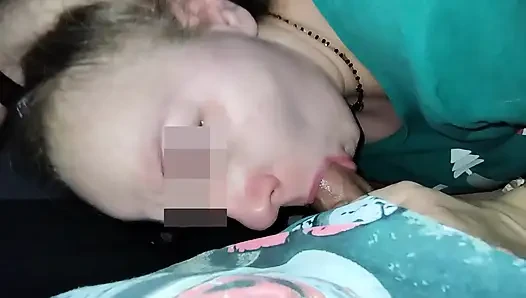 Pussy poked filled cum in her mouth twice