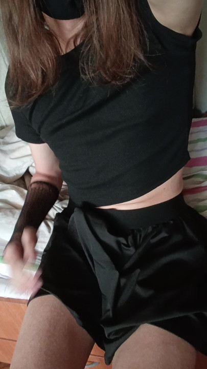 Big dick femboy lifts his skirt