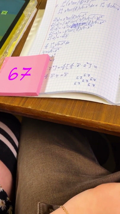HIGH SCHOOLGIRL 67 Six-seven - Teasing Him Under the Desk During Math. Cum on Wristwatch | Clip 1