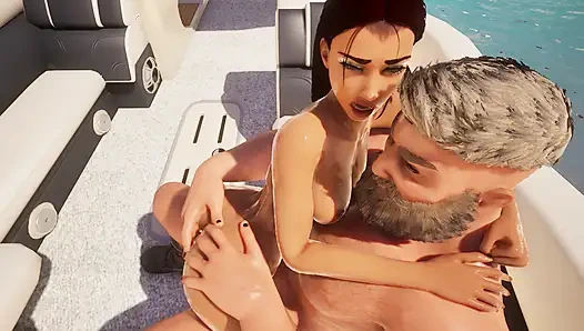 Heißes mädchen auf einem boot 3D Hentai