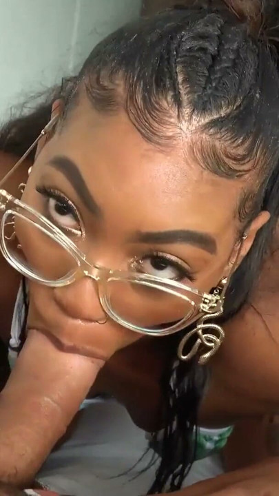 Smoking Hot Black IG Model Sucking a Huge Cock Like a Proper Goddess | Clip 1