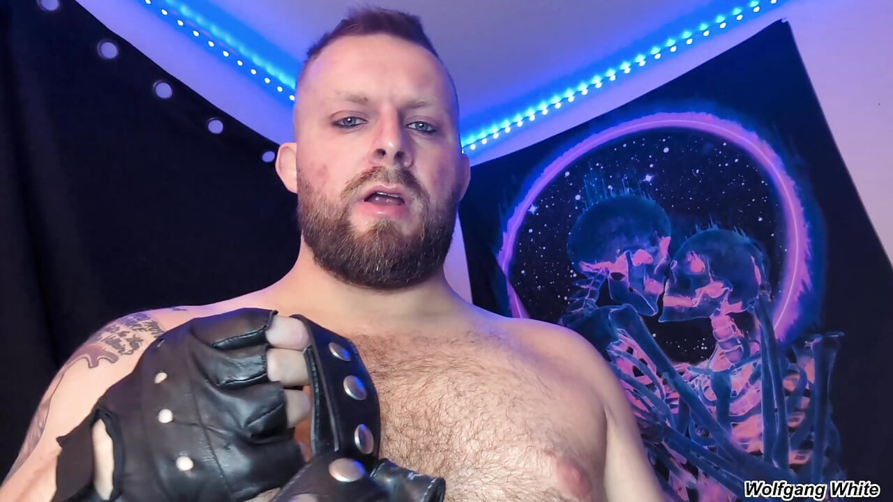 Your Stepdad Found Your Leather Gear And Now He's Horny Too - Leather Gloves with Huge Cumshot - POV Roleplay - Wolfgang White