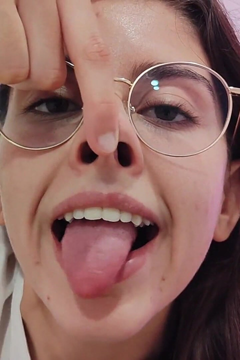 Nose Fetish Nostrils Pressing on My Nose Mouth Open Glasses