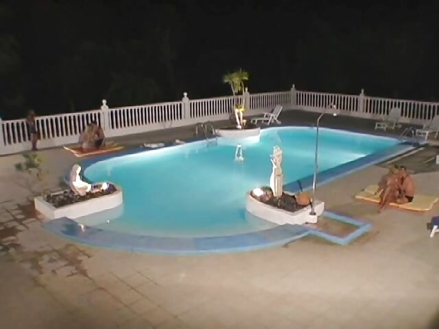 Asian Cutie Watches Two Coules Making Sex Near the Pool in the Famous Resort Hotel