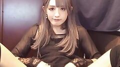 Vídeo de foto individual de uma garota de uma linda garota que faz uma masturbação shikoshiko