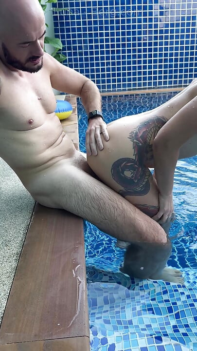 Pool Day: Cheating Busty Wife Having Fun with Her Lover. Big Boobs, Sun and Big Cock