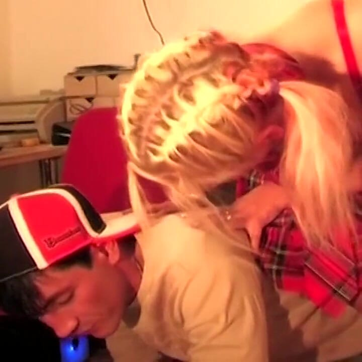 Ahegao Blonde Licking Throbbing Cock Dripping Spit