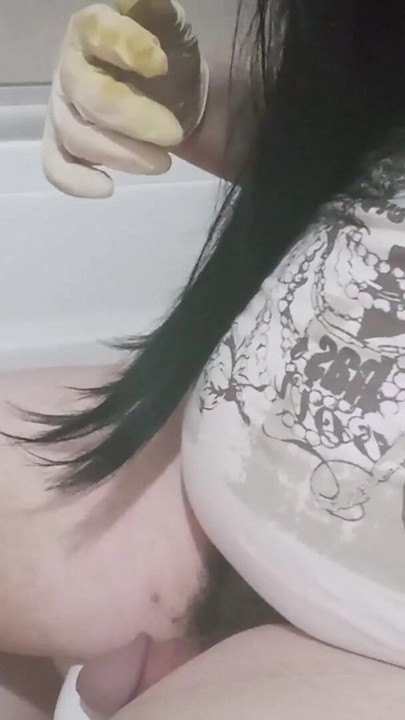 I'm peeing with my little sissy penis and squeezing the head of my penis | Clip 1