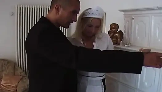 Blindfolded Blonde's Pussy Lips Clamped and Stretched Wide Open