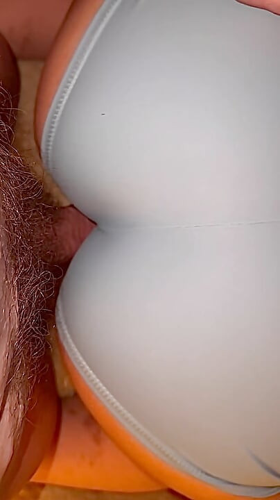 Rubbing My Big Cock on Wifes Cameltoe Bent Over Doggystyle Position in Blue Yoga Shorts
