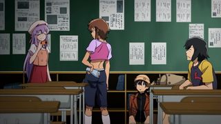 Обнаженный фильтр, Hinata Hino, Mirai Nikki в публичном классе и раздевается