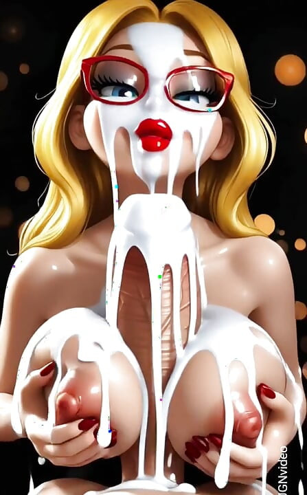 Funny Blonde have fun with an enormous cock (Ai animation)