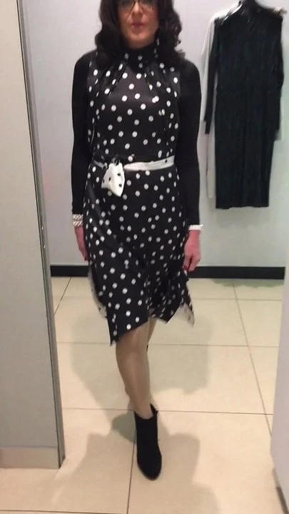 Satin pokla dot dress by Boss