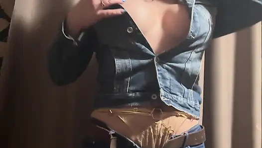 Denim Deepthroat, Gagging and Spit Play. Double Cum Swallow
