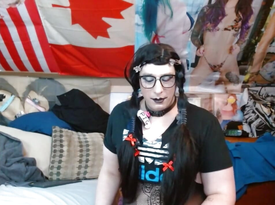 fatty cum dump sissy dances and strips with a dildo in his ass hole