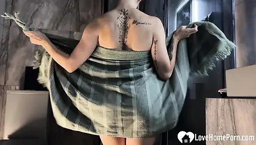 My Busty Blonde GF with Amazing Tits Masturbates in Shower While I Recor...