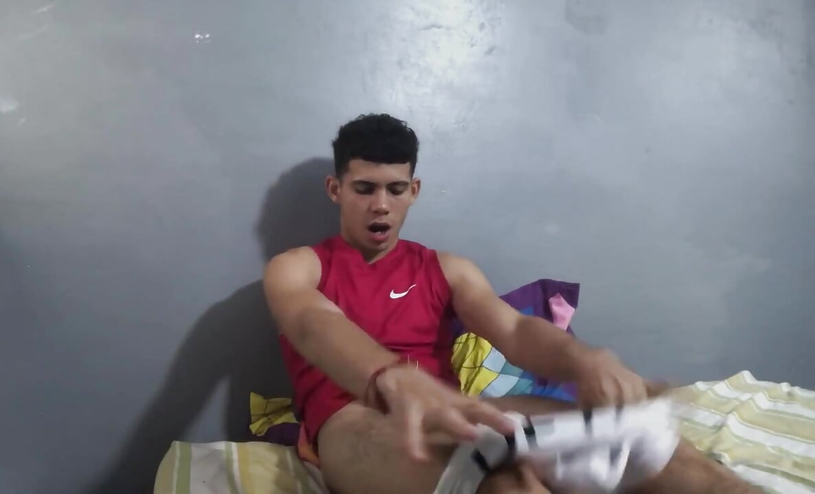 Young Man Arrives Home From Training, Gets an Erection, and Masturbates