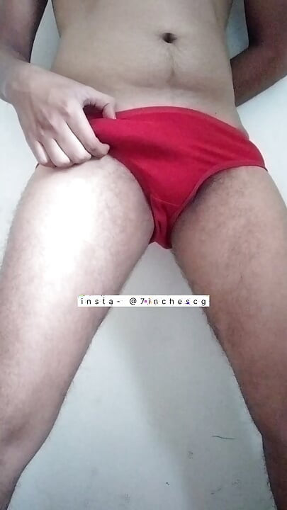 Wearing my Neighbour Girl Red Panty Jerking 7inchesind