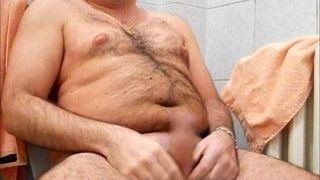 Great jerk off in the bathroom with big cumshot