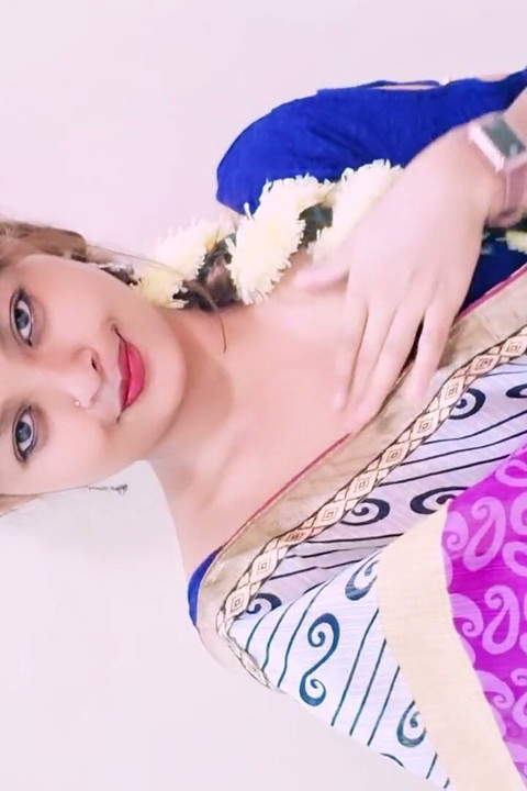 Beautiful Clear Face Desi Girl in Blue Blouse Hot Seductive Look