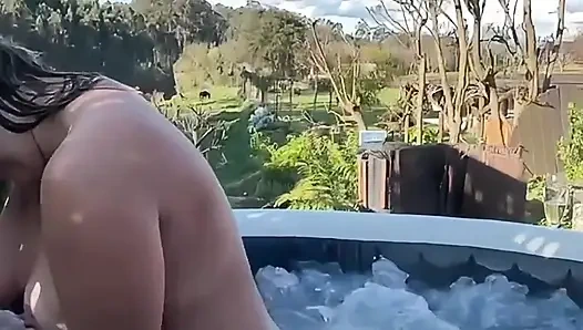 Outdoor Sex with a Hot Blonde MILF in a Hot Tub - Jacuzzi