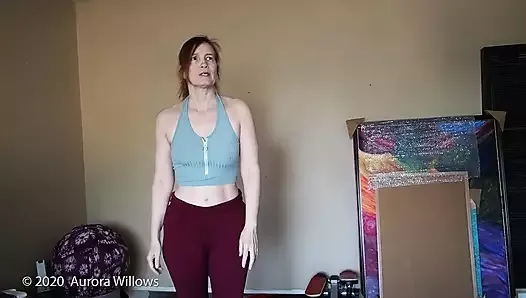 Hot milf doing Yoga in sexy red yoga pants
