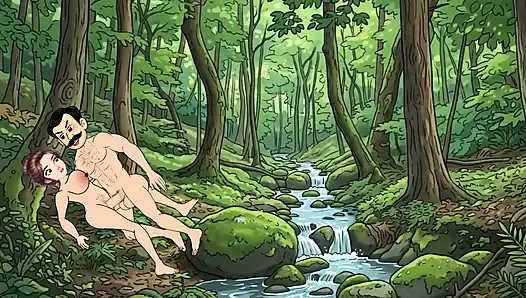Мультяшное видео с большими сиськами и большим хуем в сексе в джунглях