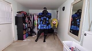 PVC layered maid Cosplay and Gasmask Breathplay, Tube in Suit