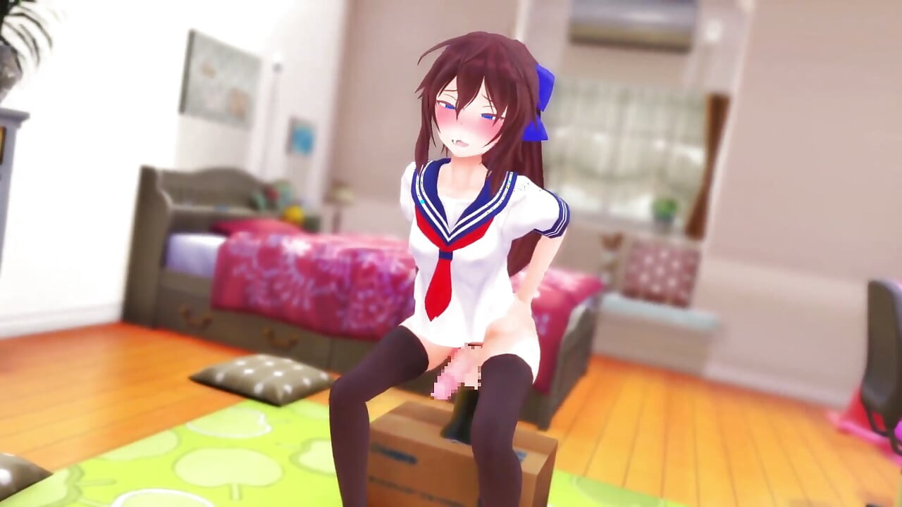 Hikari dengan dildo besar futa shemale