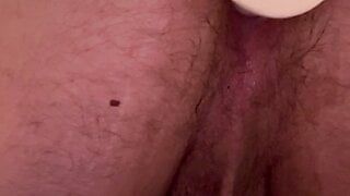 toying my pink asshole with a dildo, chubby solo anal play