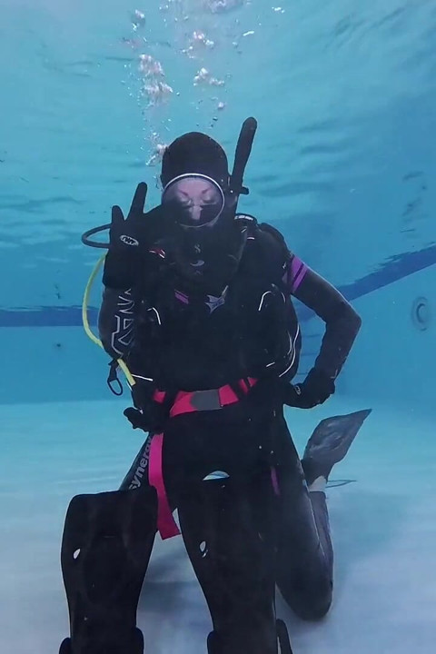 Underwater Scuba Slave Training - Dominated in Chains & Wetsuit Edging