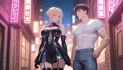 Sylvia caught a guy with a huge cock and fucked him hard. Hentai cosplay of Sylvia van Hossen