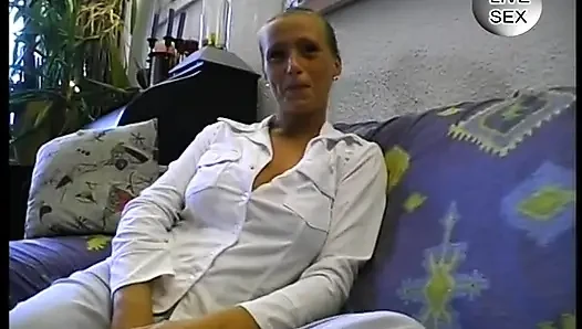 Busty blondie dildoing her twat in solo video